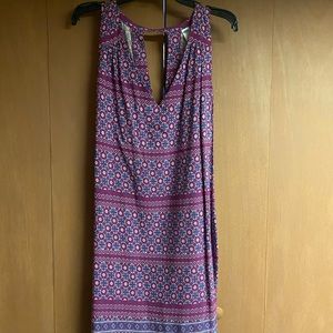 Purple and teal floral shift dress